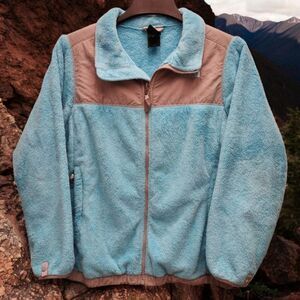The North Face Fleece Jacket Girls XL 18 Blue Gray Full Zip Casual Outdoor